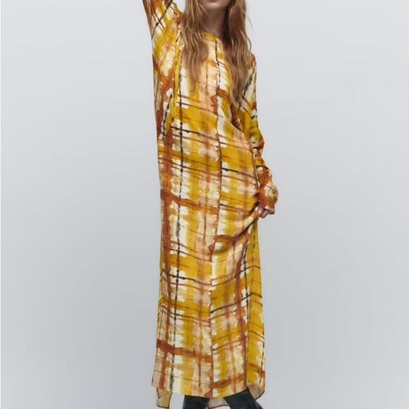 ZARA PRINTED MIDI DRESS MULTICOLORED - Picture 1 of 11